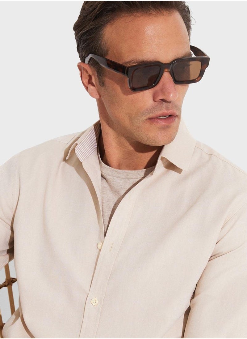 جون قميص أكسفورد أساسي بقصة عادية - Image 4