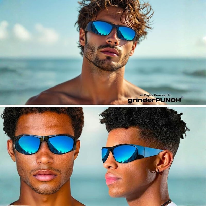 grinderPUNCH Diverse use resistant crafted quality Polarized Wrap Around Sunglasses for Men and Women – Lightweight Sports Wraparound Sunglasses UV Protection Light durable upgraded substance - Image 2