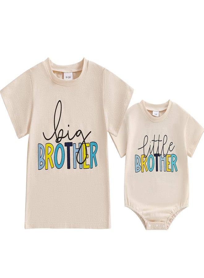 Ayalinggo Big Brother T Shirt Little Brother Little Sister Big Sister Matching Outfits Siblings Baby Toddler Tee Clothes (Beige Big Brother, 18-24 Months) - Image 1