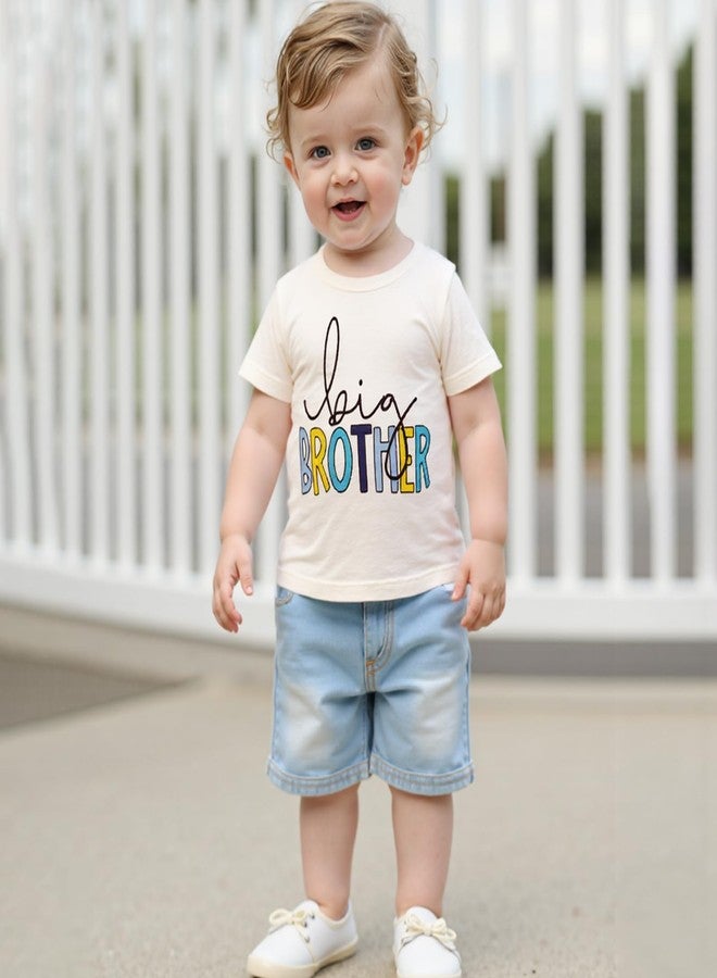 Ayalinggo Big Brother T Shirt Little Brother Little Sister Big Sister Matching Outfits Siblings Baby Toddler Tee Clothes (Beige Big Brother, 18-24 Months) - Image 2