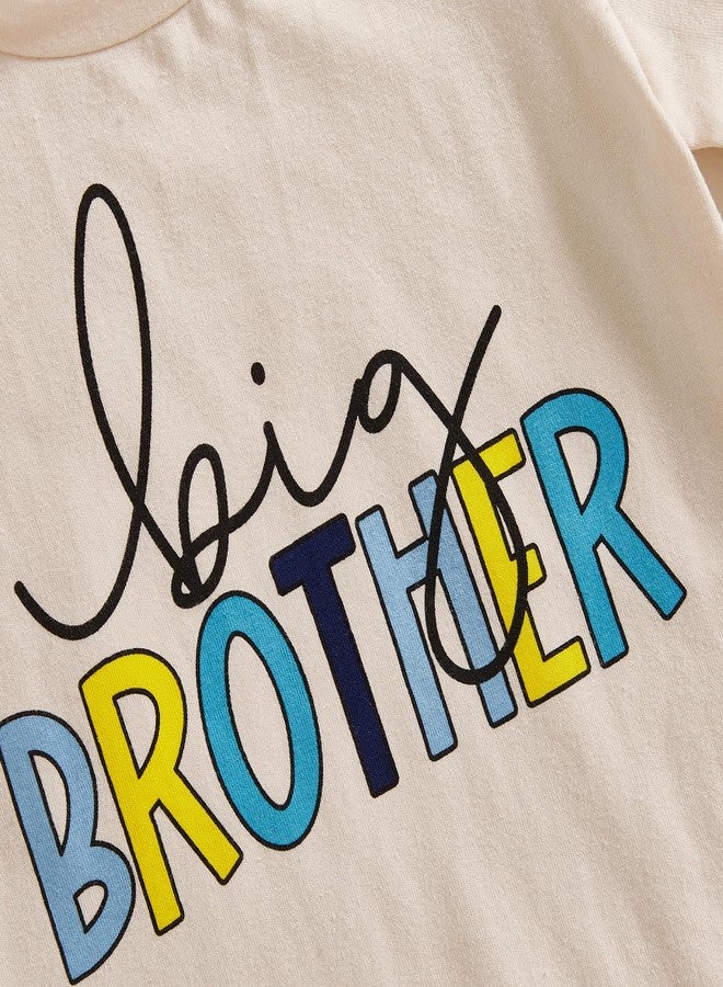 Ayalinggo Big Brother T Shirt Little Brother Little Sister Big Sister Matching Outfits Siblings Baby Toddler Tee Clothes (Beige Big Brother, 18-24 Months) - Image 5