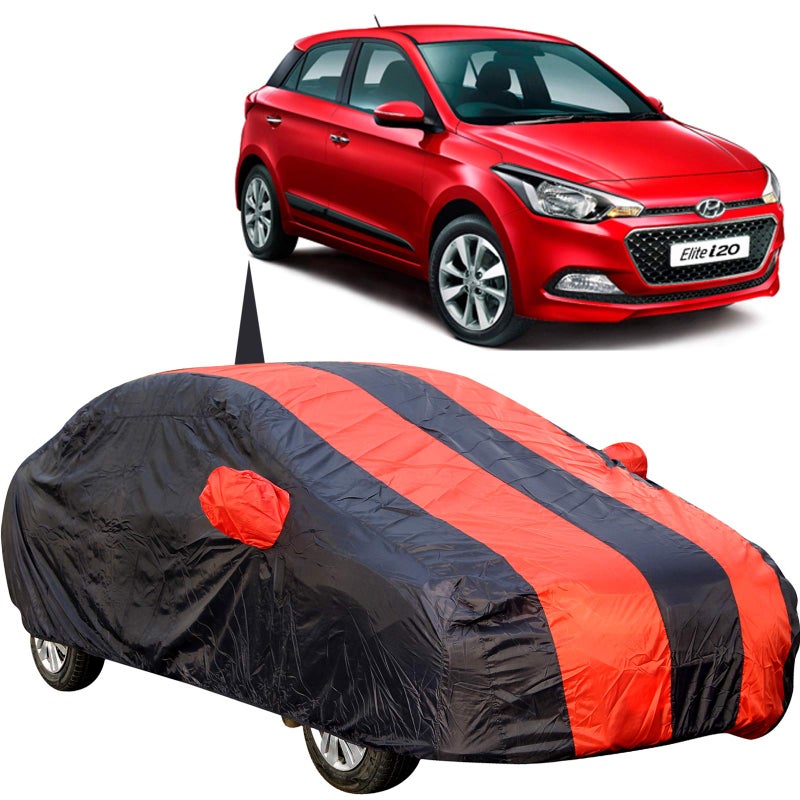 The Autostory 190 Taffeta Water Resistant Car Body Cover Compatible with Hyundai Elite I20 with Mirror & Antenna Pockets (Red/Navy Blue) - Image 5