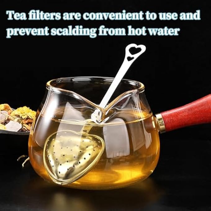 nalaina 10Pcs Stainless Steel Tea Strainer Heart Shaped Tea Infuse Loose Leaf Steeper Interval Diffuser Mesh Tea Steeper For Tea Party Accessories - Image 4