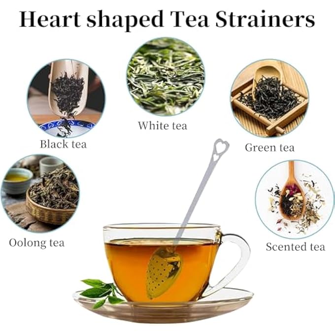 nalaina 10Pcs Stainless Steel Tea Strainer Heart Shaped Tea Infuse Loose Leaf Steeper Interval Diffuser Mesh Tea Steeper For Tea Party Accessories - Image 5