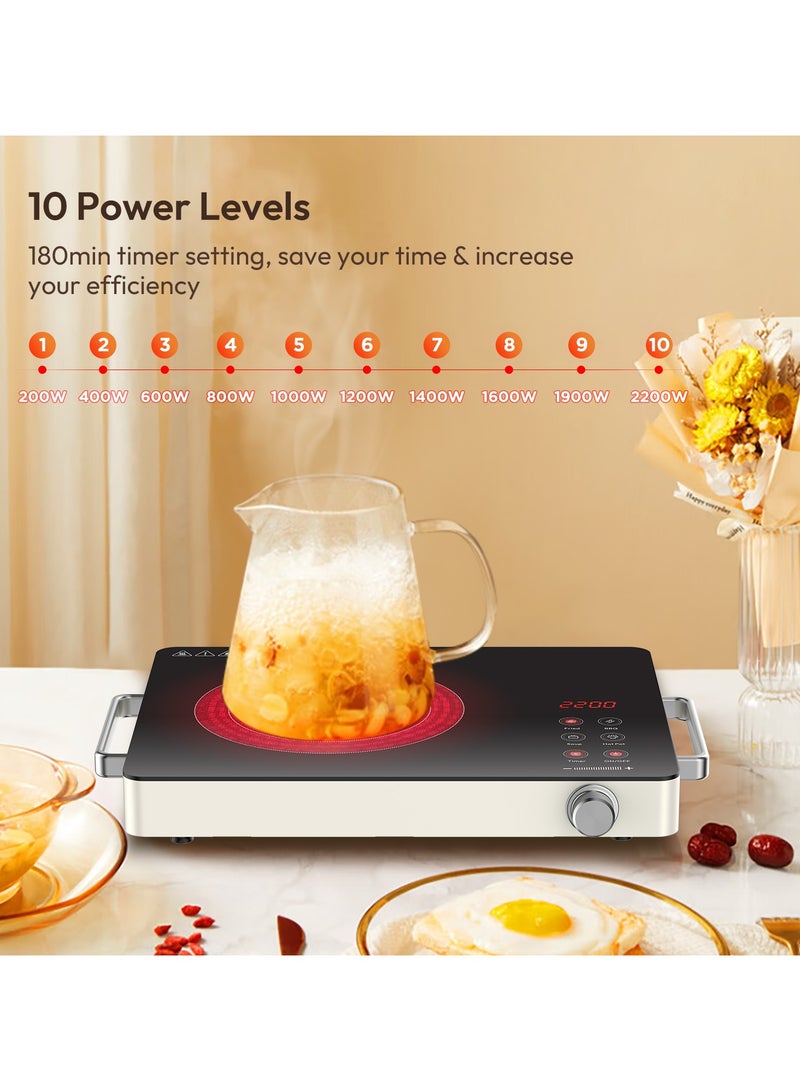 Digit LED Display Digital Infrared Cookertemperature Settings 3hrs Programmable Timer 2000W Ceramic Heating Element