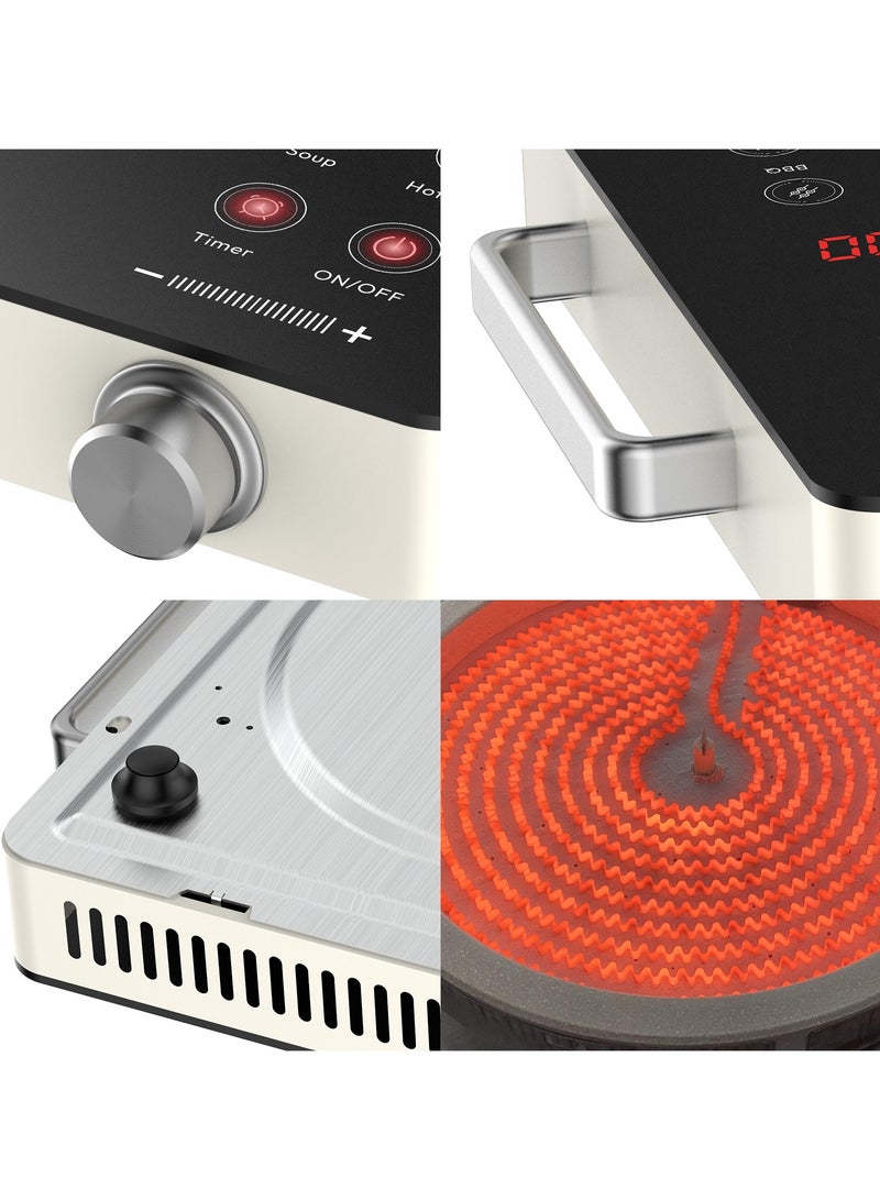 Digit LED Display Digital Infrared Cookertemperature Settings 3hrs Programmable Timer 2000W Ceramic Heating Element