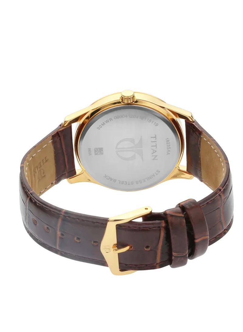 TITAN Titan Quartz Analog with Date Siler Dial Leather Strap Watch for Men