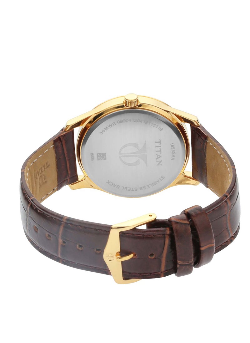 TITAN Titan Quartz Analog with Date Siler Dial Leather Strap Watch for Men  - Image 4