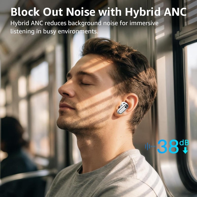 TOZO Hybrid Active Noise Cancelling Wireless Earbuds, Bluetooth 5.4 Headphones, 10mm Drivers Deep Bass Stereo Sound, 4 Mics ENC AI Clear Calls, 32 EQ Customization via App, Crystal Case Design - Image 3