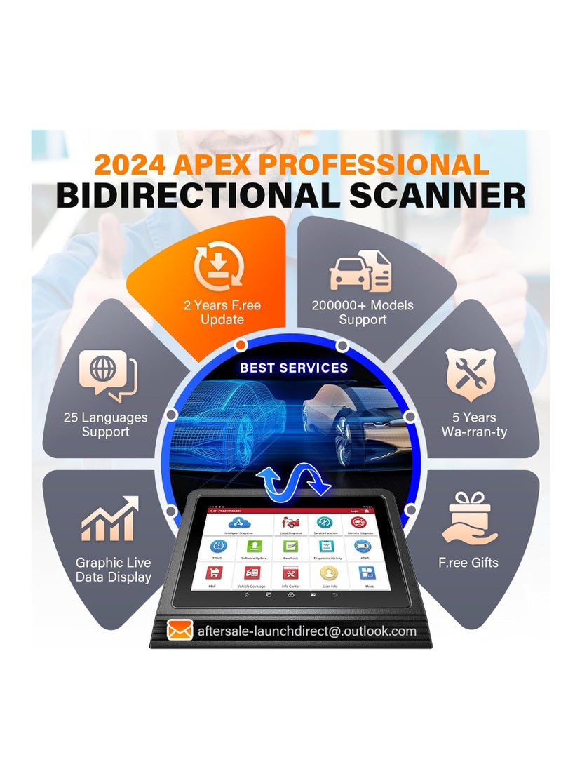 Launch LAUNCH X431 PRO3 (V+ 5.0) 2024 New Elite OEM Topology Mapping Bidirectional Scan Tool, Scan HD Trucks, AutoAuth for FCA SGW, 41+ Services, ECU Coding, All...  - Image 2
