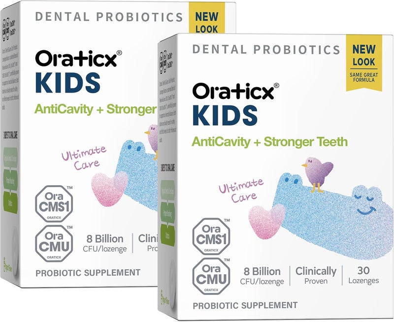 OraTicx Kids Dental Probiotics for AntiCavity  Healthy Teeth and Gums 8 Billion CFU Probiotics for Oral Health Yogurt Flavor 2Pack - Image 1