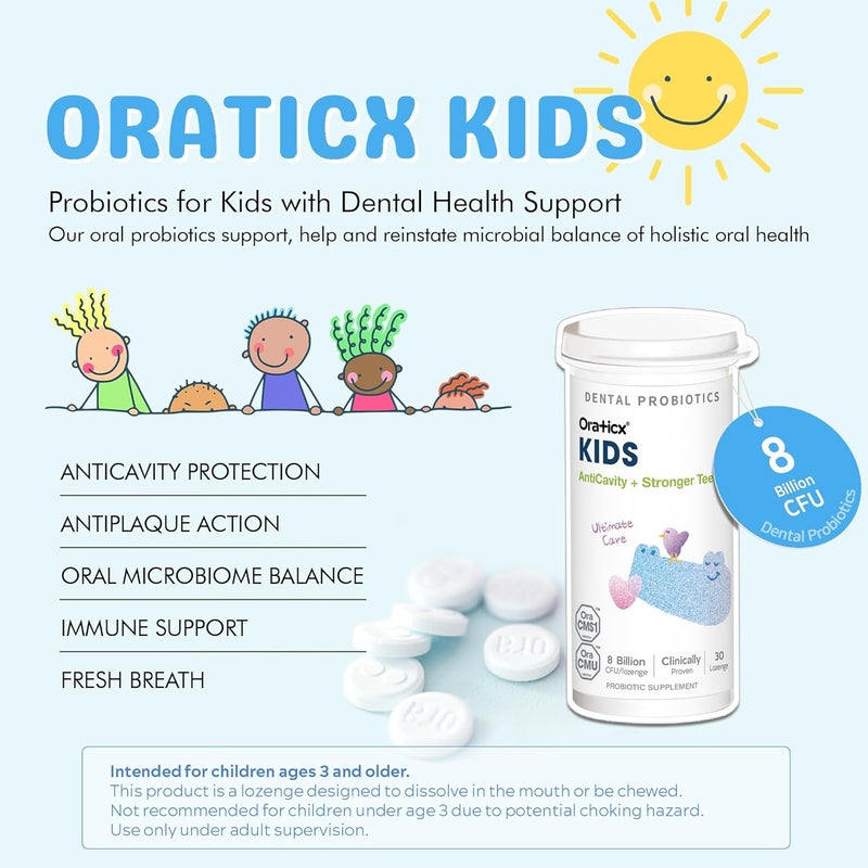 OraTicx Kids Dental Probiotics for AntiCavity  Healthy Teeth and Gums 8 Billion CFU Probiotics for Oral Health Yogurt Flavor 2Pack - Image 3