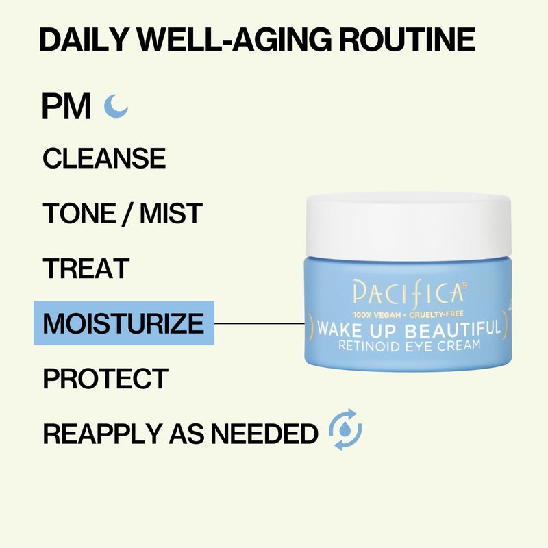 Pacifica Wake Up Beautiful Retinoid Eye Cream â€“ Anti-Aging Under Eye Cream for Fine Lines & Wrinkles, Infused w/ Retinoid, Melatonin & Mushrooms for Puffiness, Dark Circles & Eye Bags Daily Treatment - Image 5