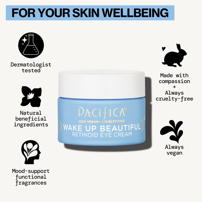 Pacifica Wake Up Beautiful Retinoid Eye Cream â€“ Anti-Aging Under Eye Cream for Fine Lines & Wrinkles, Infused w/ Retinoid, Melatonin & Mushrooms for Puffiness, Dark Circles & Eye Bags Daily Treatment - Image 2