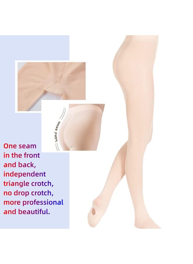3 PCS Pink dig hole, 60D dig hole high bounce adult size 140-170cm Girls' Convertible Ballet Tights/Soft Transition Dance Tight - Image 4