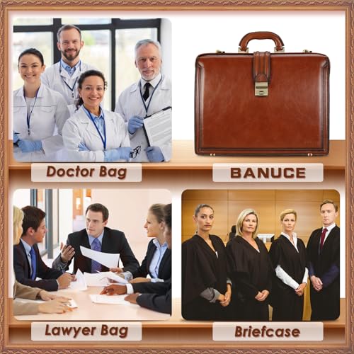 Banuce Vintage Full Grain Italian Leather Briefcase for Men 15.6 Inch Legal Attorney Lawyer Briefcase Doctor Bag Attache Case with Lock for Business Travel Work - Image 5
