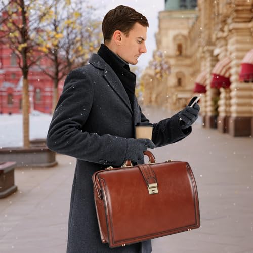 Banuce Vintage Full Grain Italian Leather Briefcase for Men 15.6 Inch Legal Attorney Lawyer Briefcase Doctor Bag Attache Case with Lock for Business Travel Work - Image 2