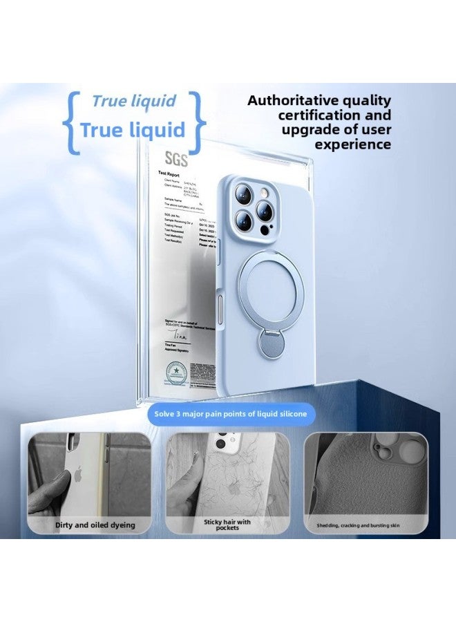 2025 Liquid Silicone For Iphone 16promax Mobile Phone Case Magnetic Belt Bracket For Iphone16 Pro Max  Color:Antique White + Short Lanyard-Applicable Models:For Iphone 16 Pro Max - Image 4