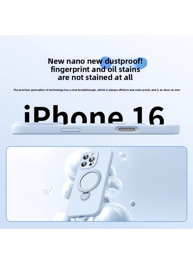 2025 Liquid Silicone For Iphone 16promax Mobile Phone Case Magnetic Belt Bracket For Iphone16 Pro Max  Color:Antique White + Short Lanyard-Applicable Models:For Iphone 16 Pro Max - Image 3