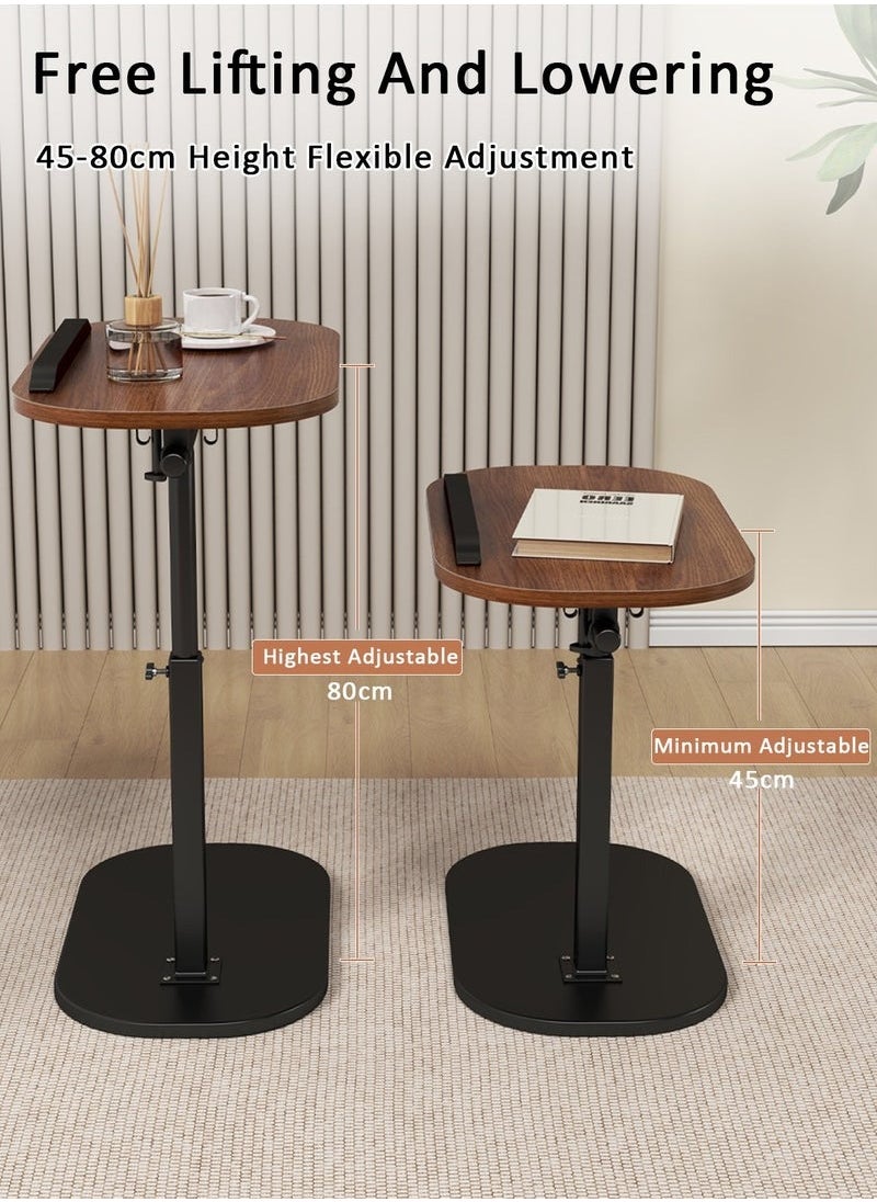 XiuWoo - C Shaped End Table, Adjustable Height Coffee Table With Grid Stop For Computer Placement, Sofa Corner Table With Metal Frame For Tight Spaces, Swivelling 360° - Image 1