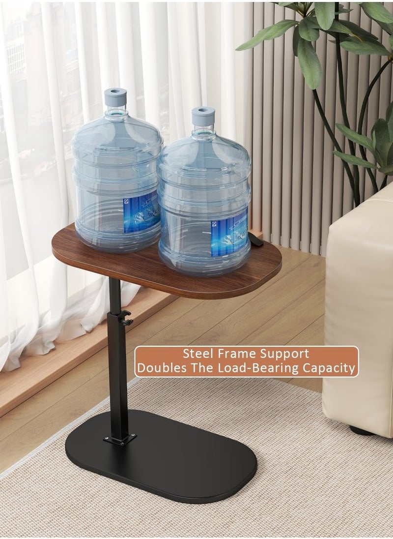 XiuWoo - C Shaped End Table, Adjustable Height Coffee Table With Grid Stop For Computer Placement, Sofa Corner Table With Metal Frame For Tight Spaces, Swivelling 360° - Image 1