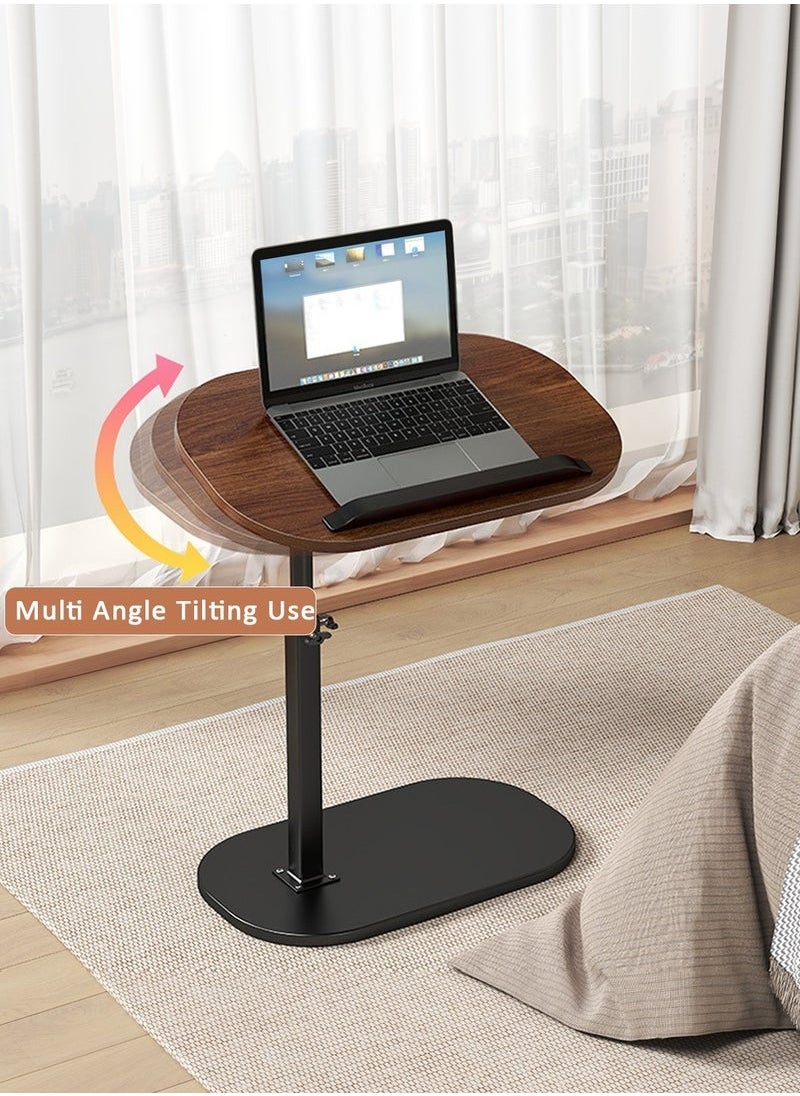XiuWoo - C Shaped End Table, Adjustable Height Coffee Table With Grid Stop For Computer Placement, Sofa Corner Table With Metal Frame For Tight Spaces, Swivelling 360° - Image 1