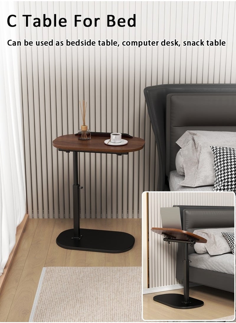 XiuWoo - C Shaped End Table, Adjustable Height Coffee Table With Grid Stop For Computer Placement, Sofa Corner Table With Metal Frame For Tight Spaces, Swivelling 360° - Image 1