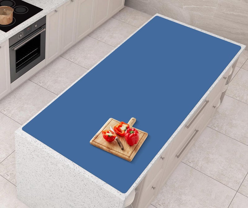 AECHY Silicone Mats for Kitchen Counter 47x236x008 Largest Heat Resistant Mat Shipped Rolled Up Kitchen Island Silicone Countertop Protector Mat Nonslip Extra Large Counter Mat Blue