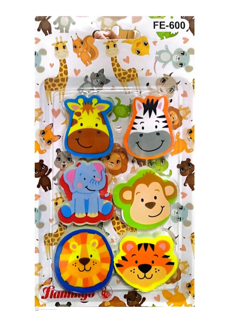 Flamingo ممحاة حيوانات 6 قطع - Image 2