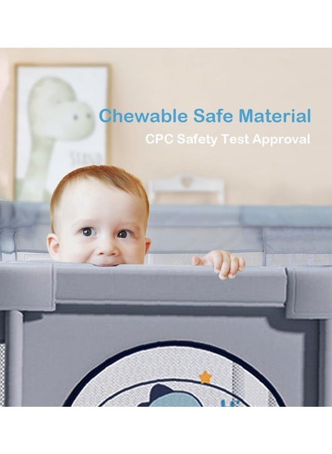 oldlaiben Baby Playpen, Protective Fence, Home Children's Mesh Toddler Fence, Baby Crawling Mat, Infant Indoor And Outdoor Kids Activity Center, Fun Activities, 180*200CM（Grey）  - Image 5