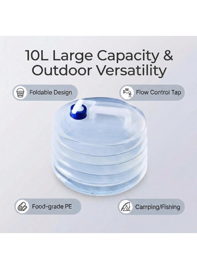 Foldable Water Container 10L, Food-Grade PE, Portable Water Tank with Tap for Camping Hiking  Outdoor - Image 1