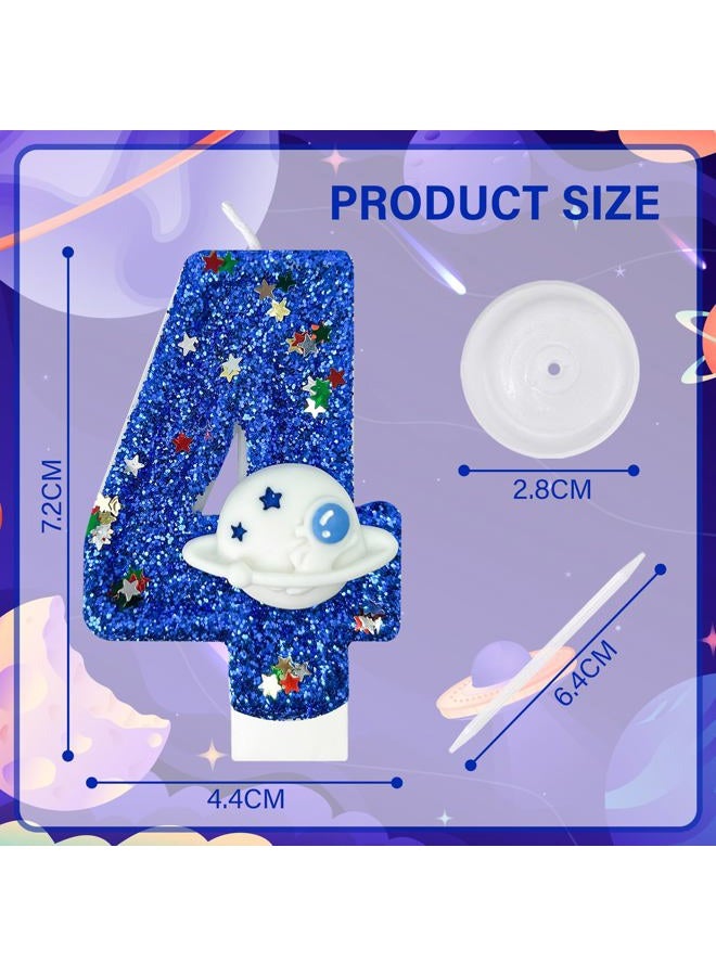 HXOUSE Spaceship Number 4 Birthday Candles - Outer Space Universe Birthday Candles for Cake, 4 Candle Topper for Anniversary Celebrations, Astronaut Rocket Party Decorations for Boys - Image 4