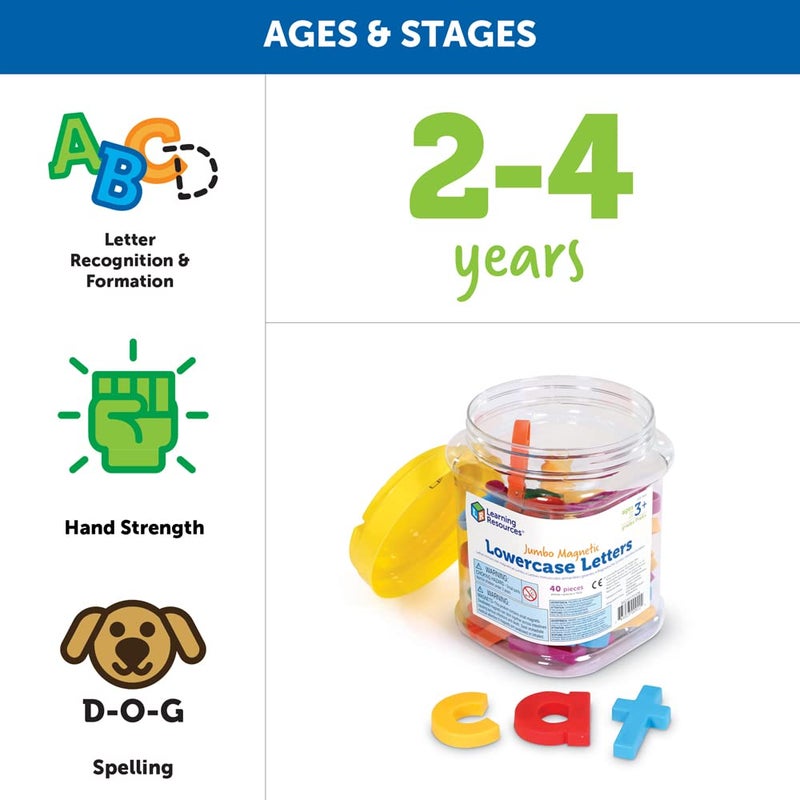Learning Resources Jumbo Magnetic Lowercase Letters, Develops Letter and Color Recognition Skills, ABC for Kids, Alphabet, Educational Toys for Toddlers, Set of 40 Pieces, Ages 3+ - Image 5