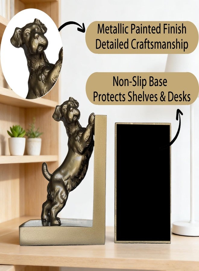 ifreeside 2pcs Dog Decorative Bookends for Shelves Retro Dog Resin Bookends Book Ends for Heavy Books for Home, Office Desk(Dogs Bookend-A) - Image 2