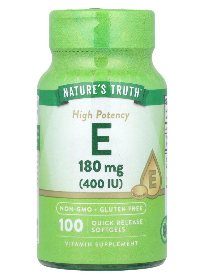 Nature's Truth Vitamin E High Potency  180 mg (400 IU) 100 Quick Release Softgels  - Image 1