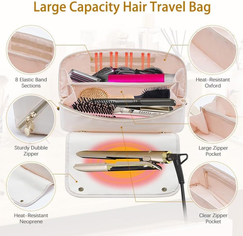 Hair Tools Travel Bag and Heat Resistant Mat - Beige - Image 4