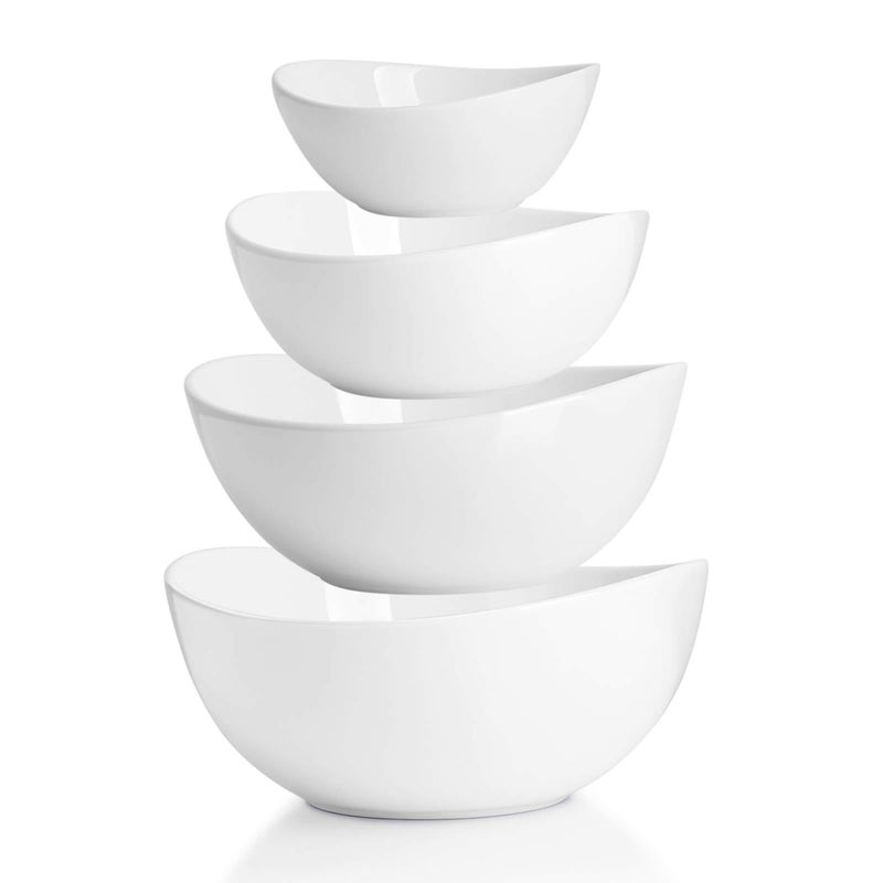 Sweese Porcelain Serving Bowls Set 1042 oz Versatile for Salad Soup Snacks Microwave Dishwasher Safe White