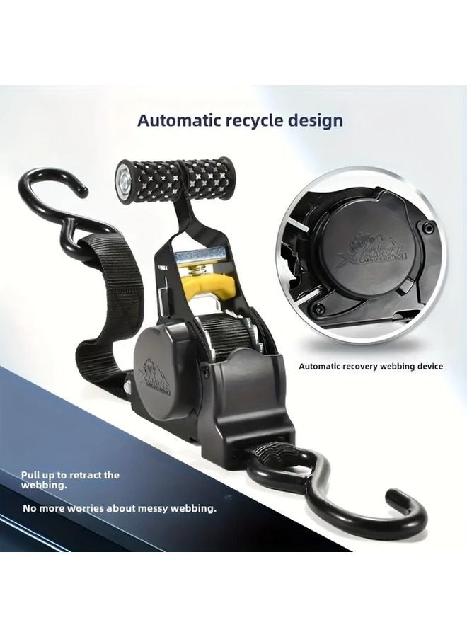 Black Heavy Duty Aluminum Cargo Strap 12992 Inches Auto Retractable 149914 Lbs Tensile Strength - Image 2