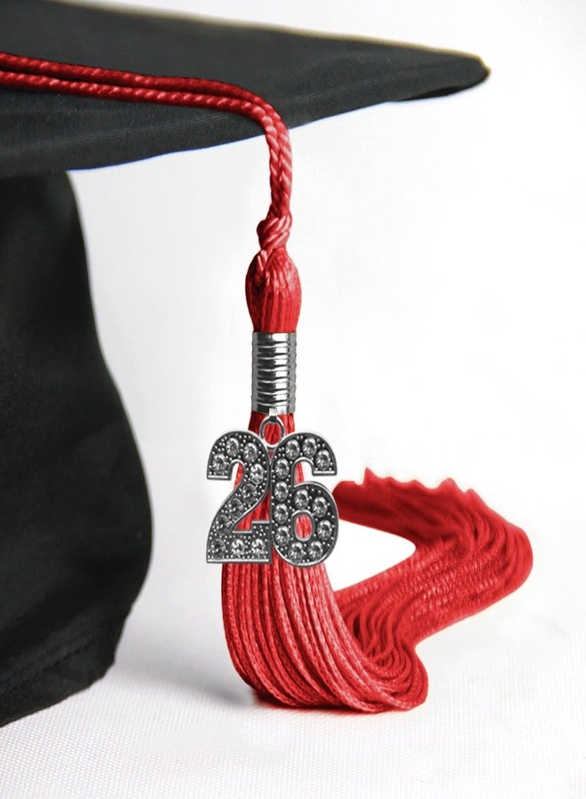 Endea Graduation شرابة تخرج بلون واحد من إنديا مع تعليقة فضية لامعة (أحمر، 2026) - Image 4
