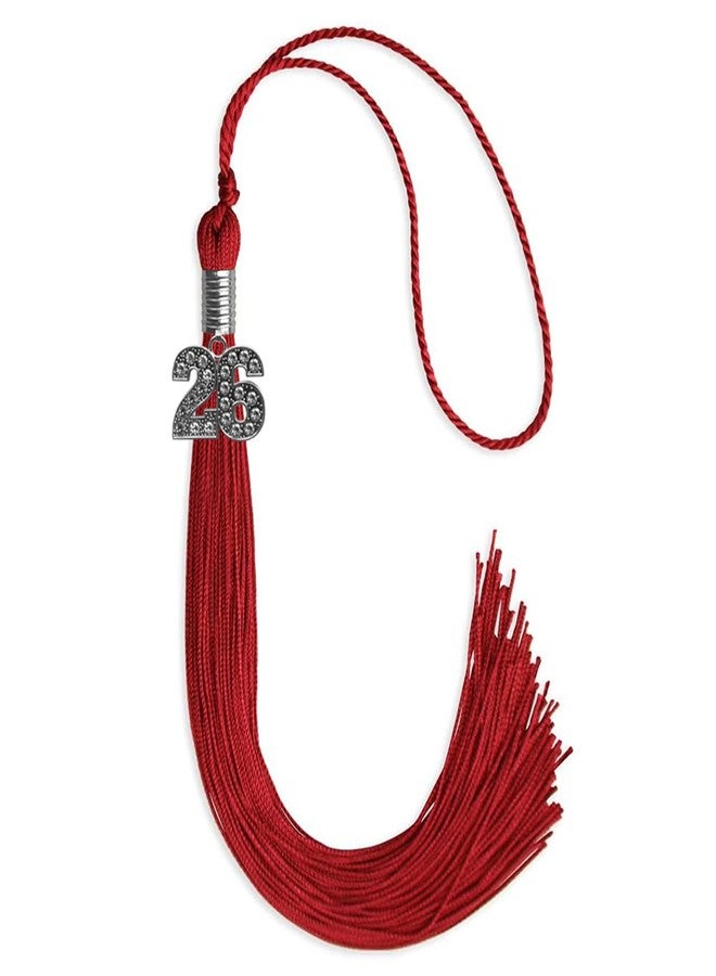 Endea Graduation شرابة تخرج بلون واحد من إنديا مع تعليقة فضية لامعة (أحمر، 2026) - Image 1