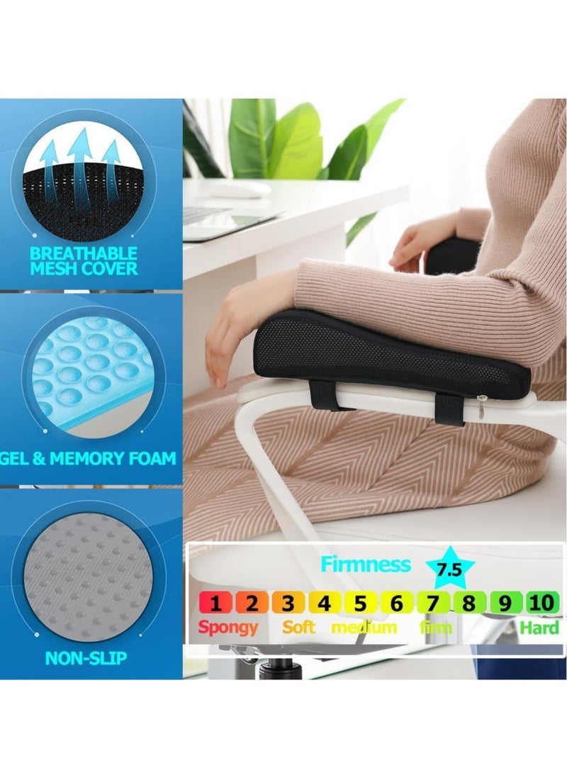 Captaintech Office Chair Armrest Covers, Ergonomic Chair Armrest Pads, Cooling Gel Cushions Office Chair Arm Covers, Arm Rest Cushioning for Office Chair with Memory Foam - Image 2