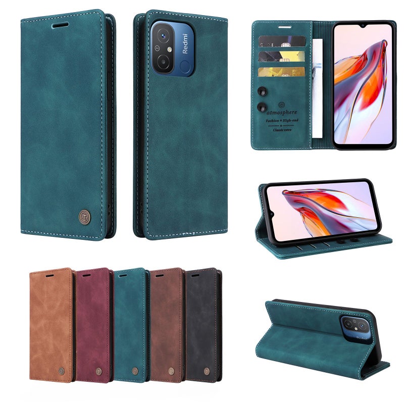 Brown Synthetic Leather Card Holder Case For Redmi 9C With Stand - Image 3