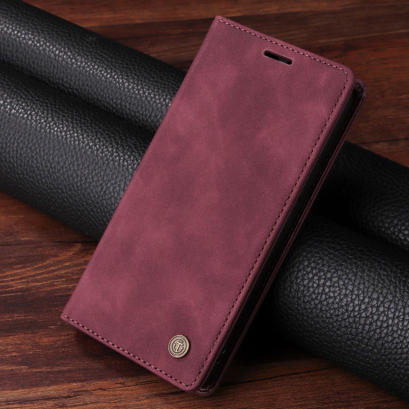 Brown Synthetic Leather Card Holder Case For Redmi 9C With Stand - Image 5