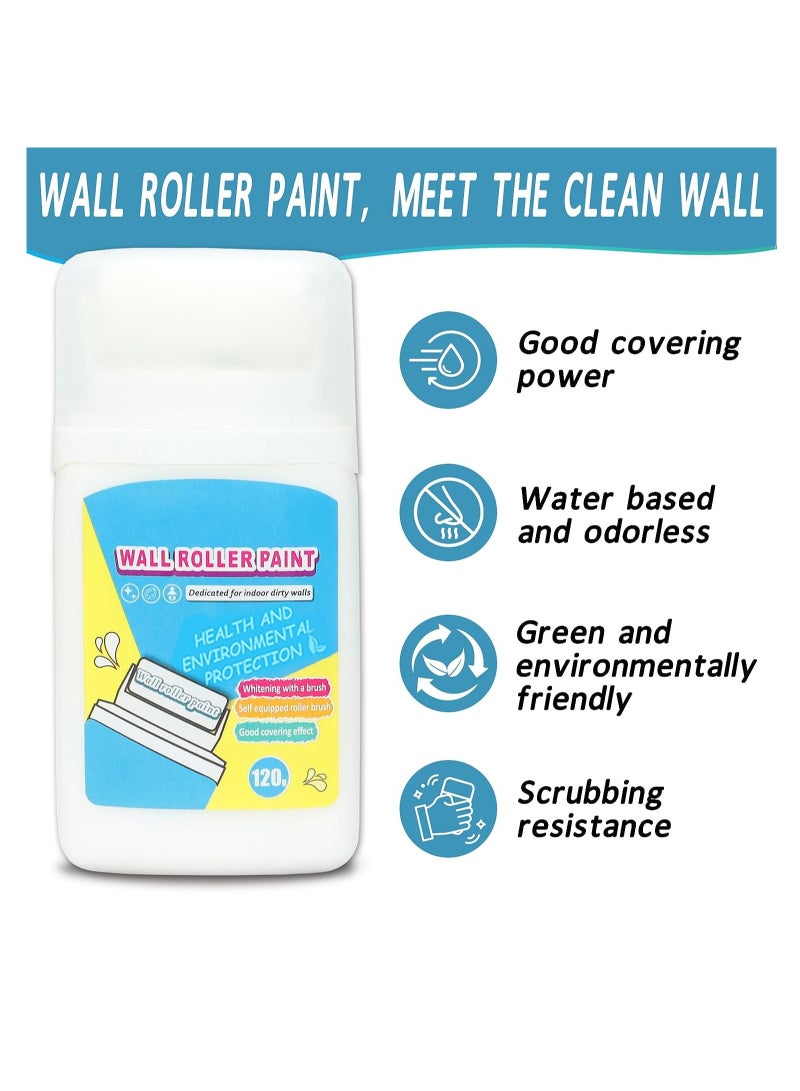 Small Paint Roller Brush Latex Paint, White Wall Repair Paste Roller Paint Tools, Wall Putty for Filling Holes Wall Patching, Drywall Repair Kit for Walls House Painting DIY Graffiti Remover (White) - Image 2