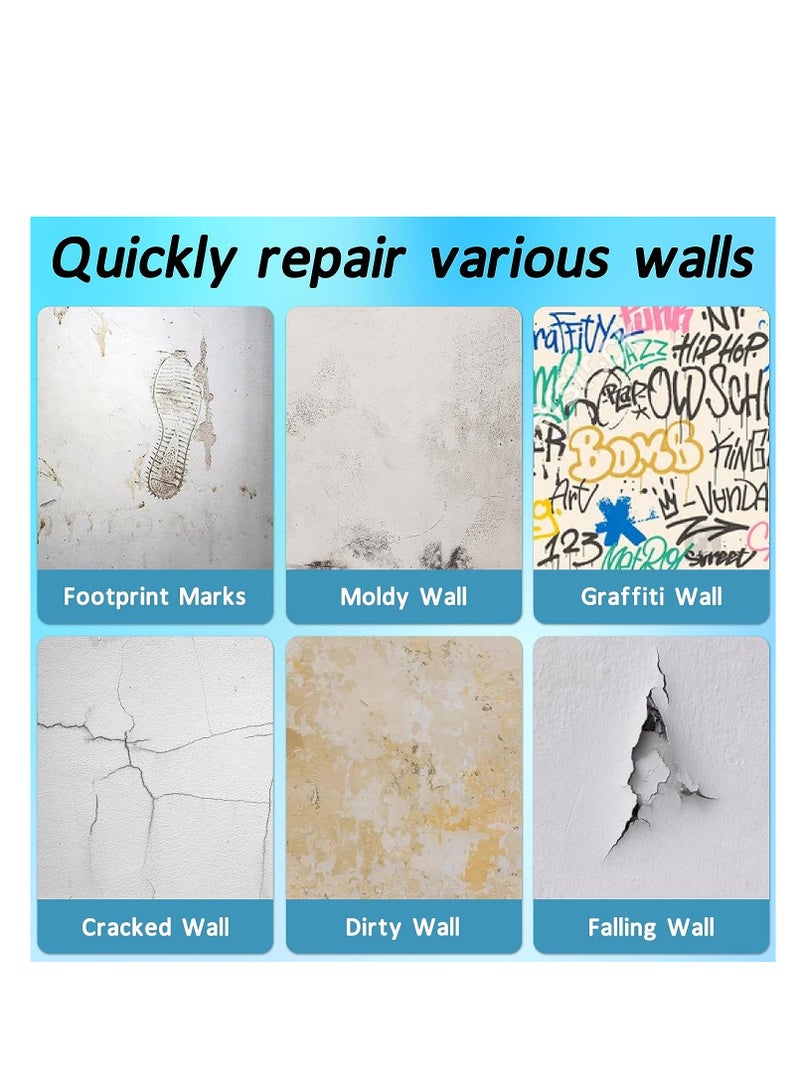 Small Paint Roller Brush Latex Paint, White Wall Repair Paste Roller Paint Tools, Wall Putty for Filling Holes Wall Patching, Drywall Repair Kit for Walls House Painting DIY Graffiti Remover (White) - Image 5