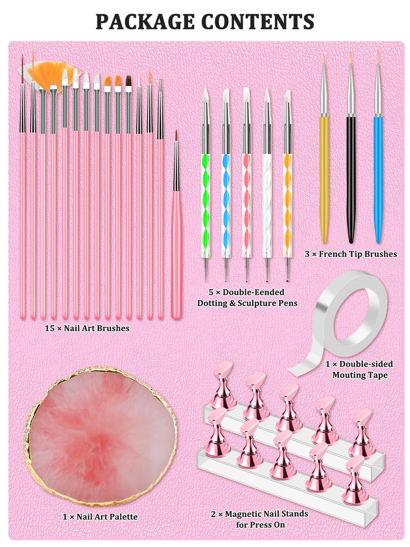 YOOVR Nail Art Design Tools, Nail Stand Holder for Painting Nails, Nail Art Brushes, Nail Dotting Sculpting Gel Tool, French Tip Tool Liner Brushes, Resin Nail Art Palette, Nail Stuff for Nail Techs - Image 2
