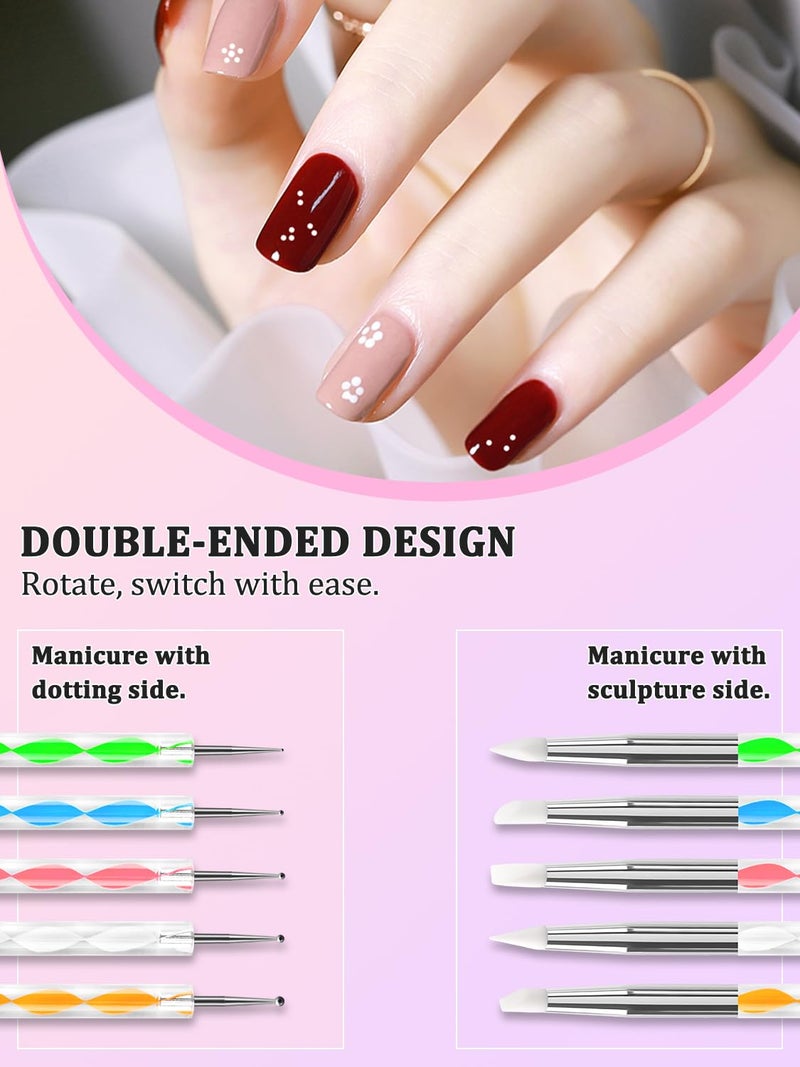 YOOVR Nail Art Design Tools, Nail Stand Holder for Painting Nails, Nail Art Brushes, Nail Dotting Sculpting Gel Tool, French Tip Tool Liner Brushes, Resin Nail Art Palette, Nail Stuff for Nail Techs - Image 4