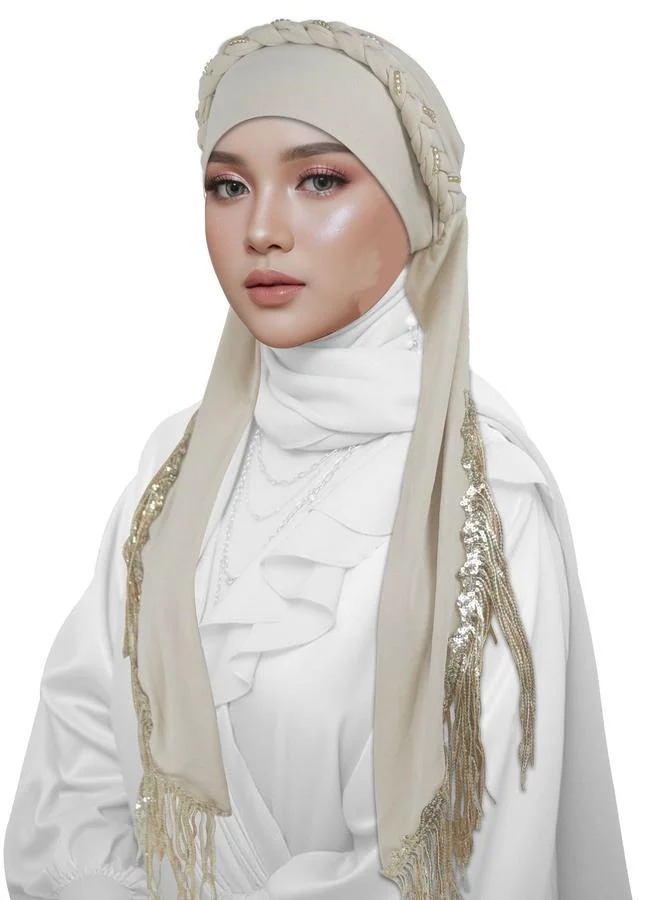 Take Two Grey Hijab with Braided Detail