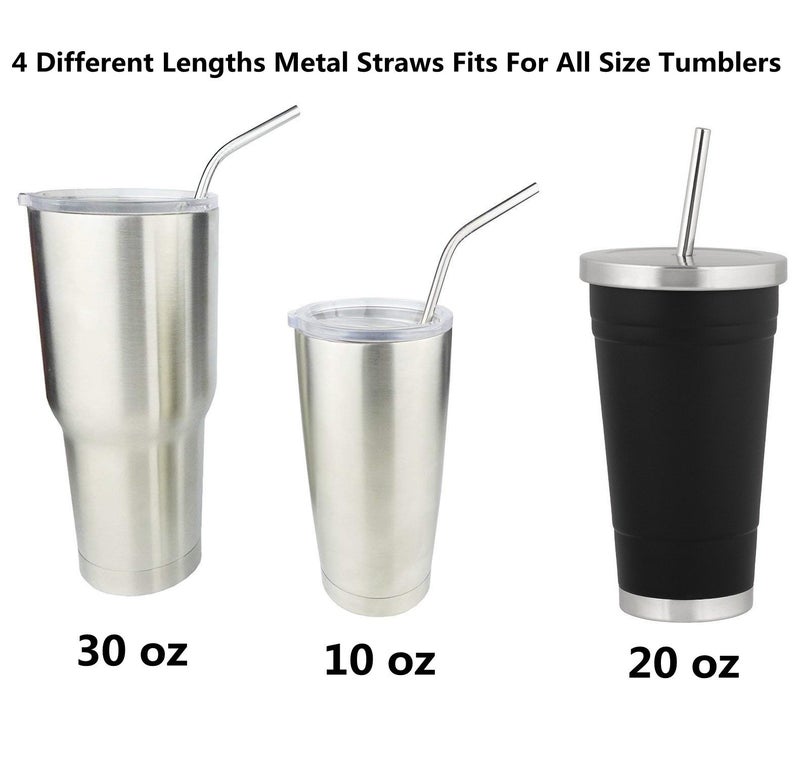 BGMAXimum Reusable Stainless Steel Drinking Straws, 20 Pcs 4 Size - 6.3'' 7.1'' 8.5'' 10.5'', Long Short Smoothie Drinking Straight Straws With 2 Brushes and Carry bag, Fit for 20/30 oz Tumblers - Image 3