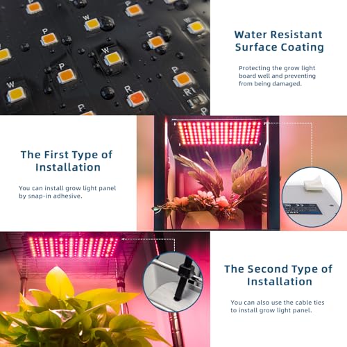 Barrina Grow Lights for Indoor Plants, 20W (2 x 10W) Full Spectrum Ultra-Thin Grow Light Panel with 3/6/12H Auto On/Off Timer for Hydroponics, Seedlings, Succulents, Veg, Flowers & More, 2-Pack - Image 4